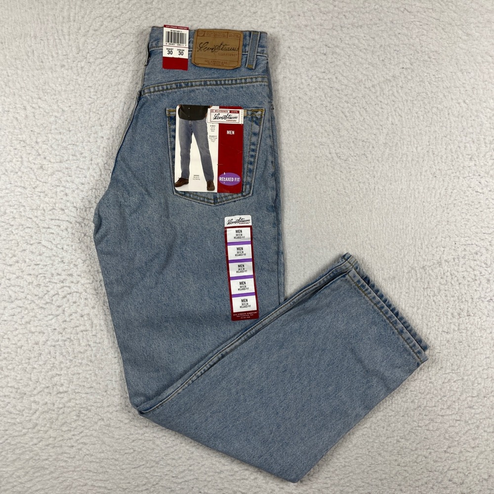 Levi Strauss Signature Relaxed Fit Jeans Mens 30x30 Light Blue Denim NWT